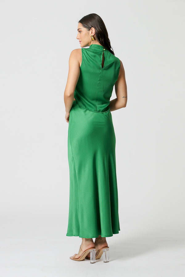 Blusa de Cetim Com Pregas No Ombro - BANDEIRA