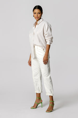 Camisa Ampla Listrada - KAKI 90131