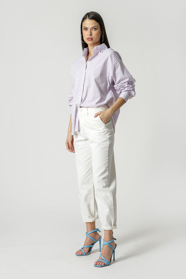 Camisa Ampla Listrada - LILAS CL 90131