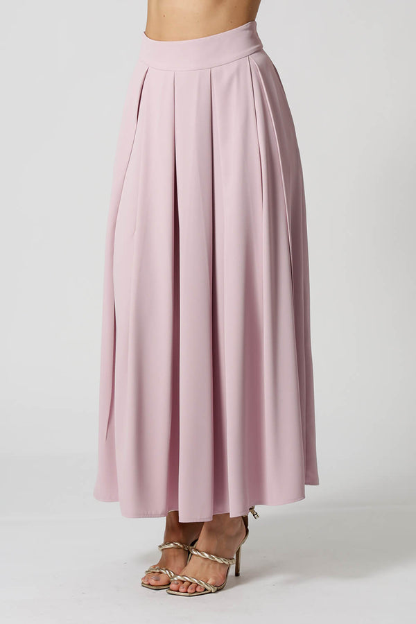 Saia Midi Com Pregas - LILAS CLARO