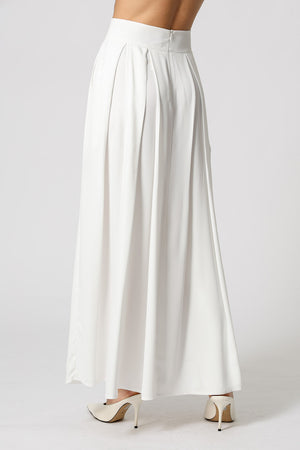 Saia Midi Com Pregas - OFF WHITE