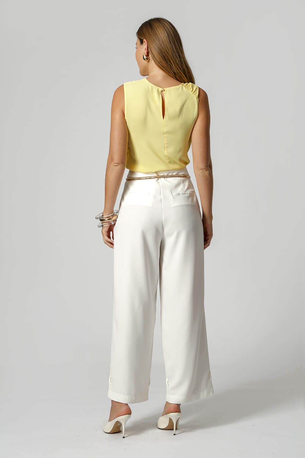 Blusa Decote Assimétrico Com Prega - AMARELO