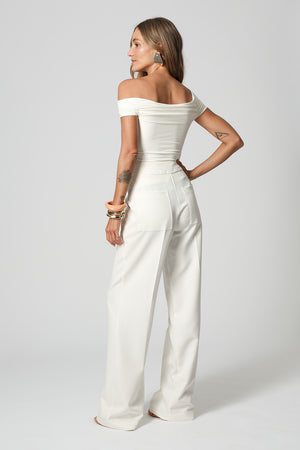 Blusa Drapeada Com Acessórios - OFF WHITE