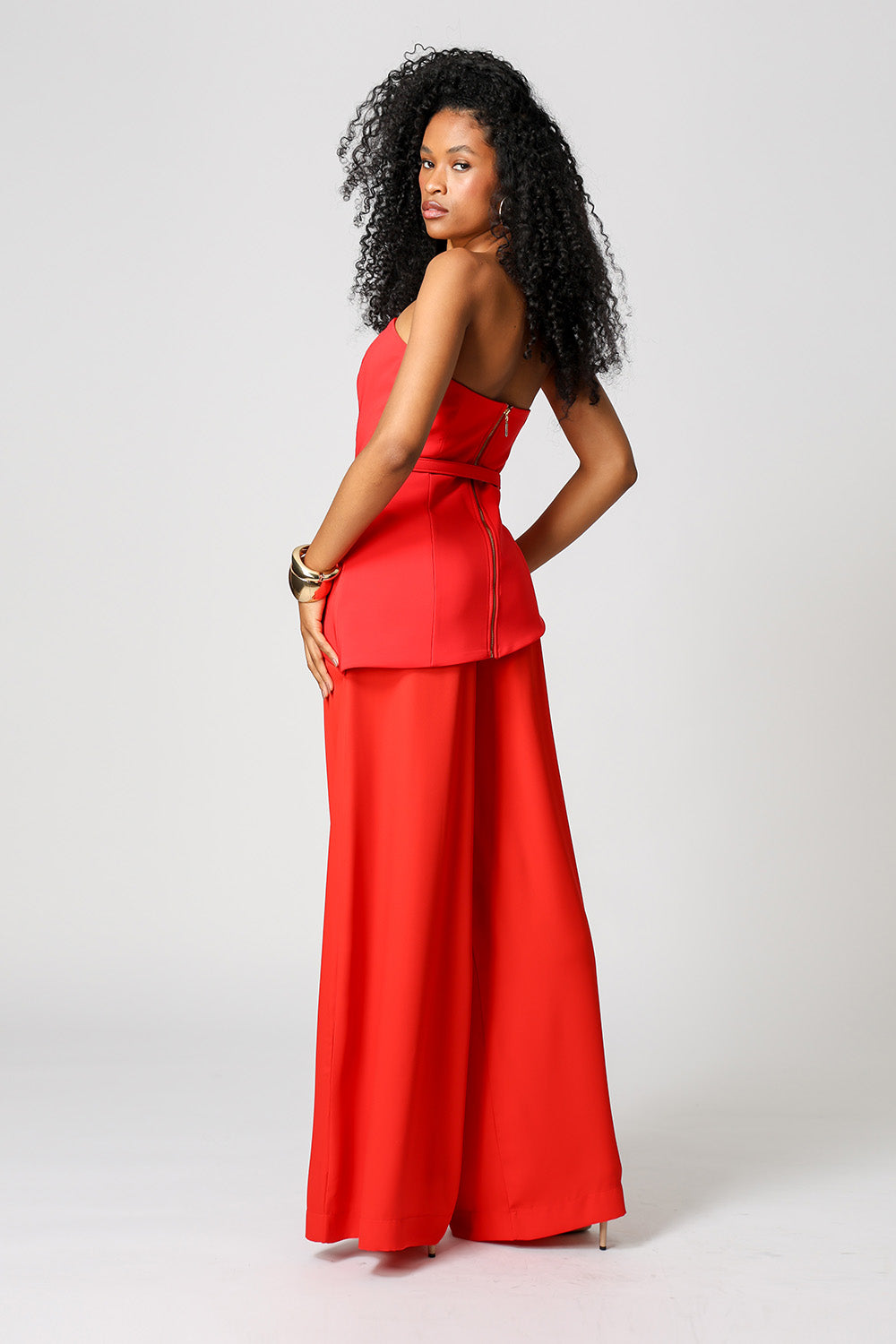 Strapless Assimétrico Com Cinto - VERMELHO