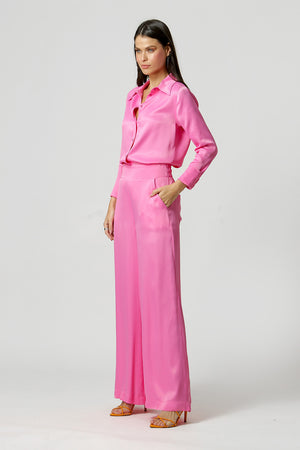 Camisa Manga Longa De Cetim - PINK CLARO