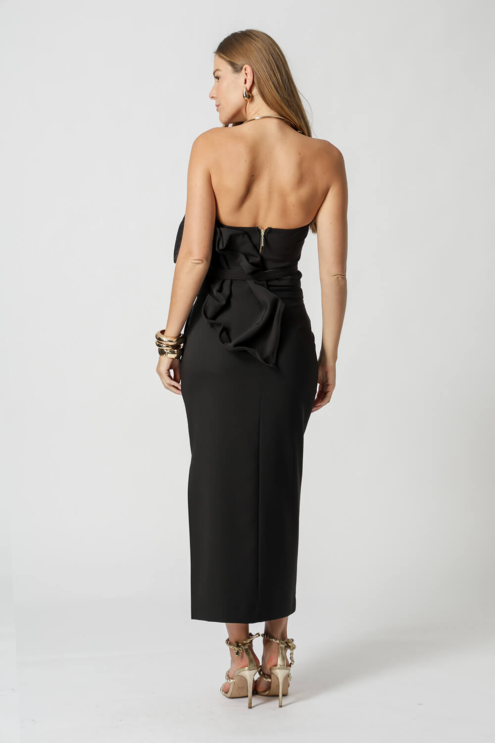 Blusa Strapless Com Folha 3D - PRETO