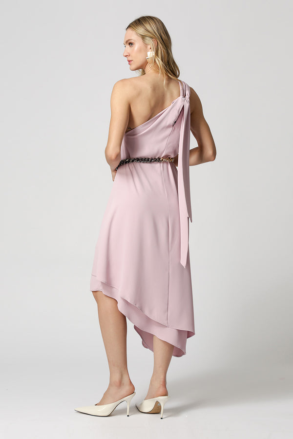 Vestido Assimétrico Ombro Corrente - LILAS CLARO