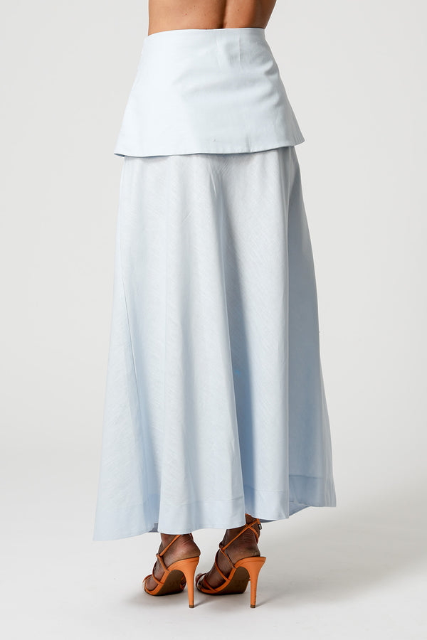 Saia Com Palas Sobrepostas - AZUL CLARO