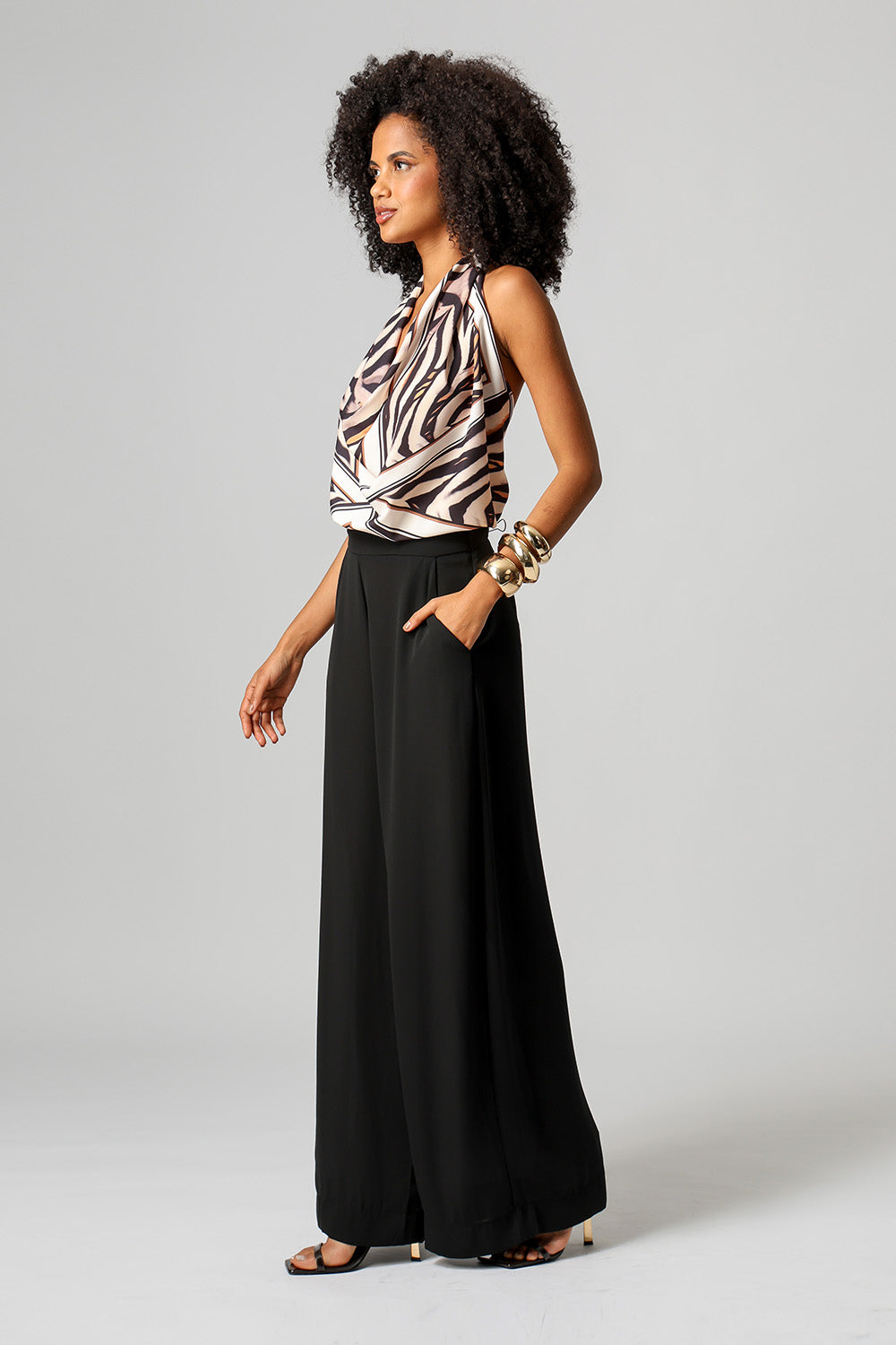 Blusa Frente Única Degagê Estampada - PRETO 2096