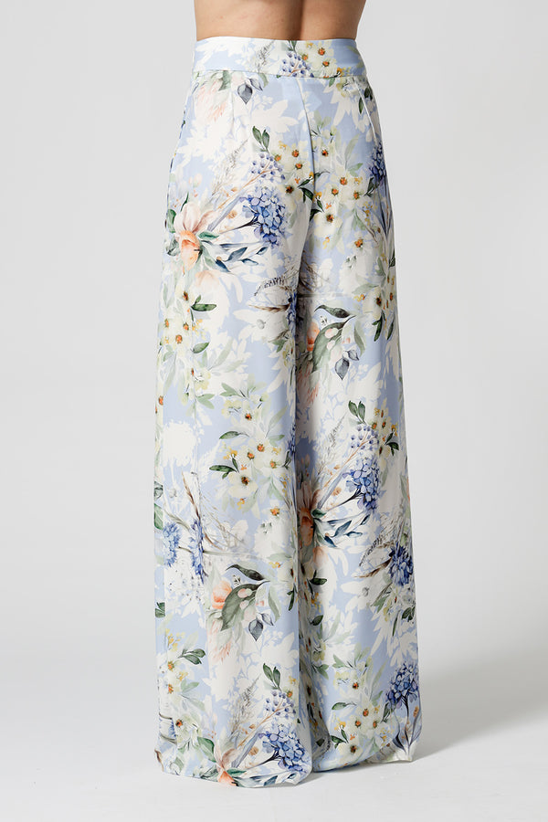 Calça Pantalona Estampada - AZUL CLARO 1221