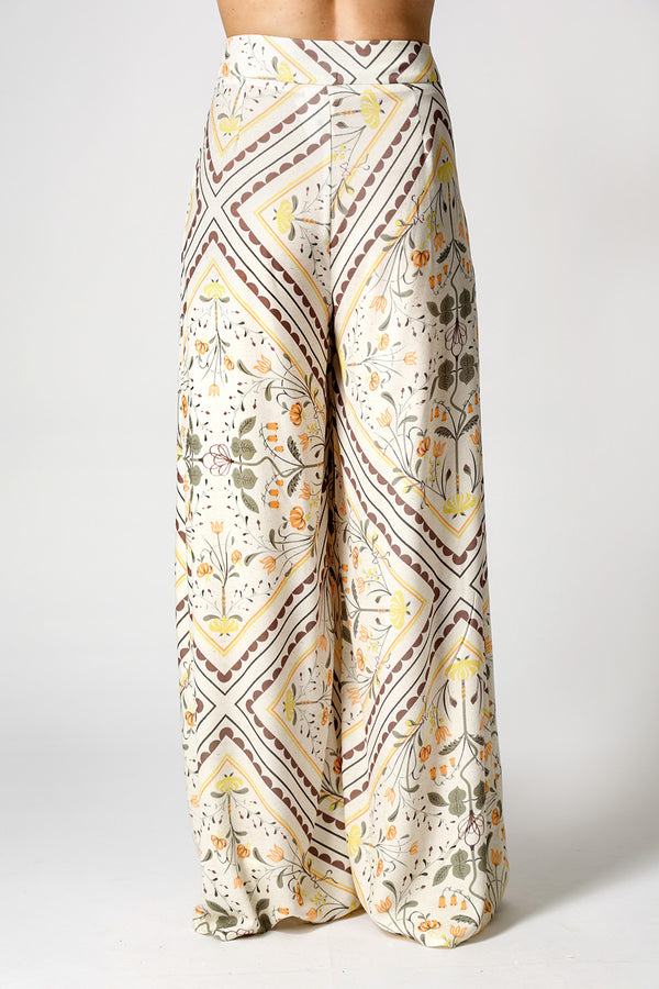 Calça Pantalona Estampada - LARANJA 1220