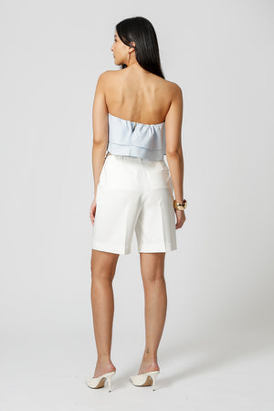 Top Strapless Com Babados - AZUL CLARO