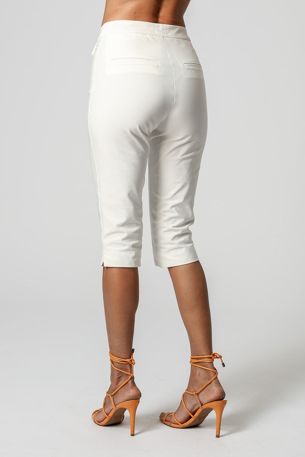 Pantalones Capri con Solapa - BLANCO ROJO