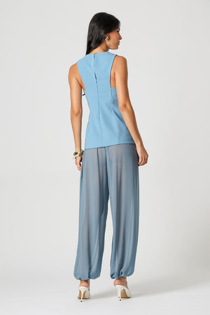 Blusa Túnica Alfaiataria Com Recortes - DENIM