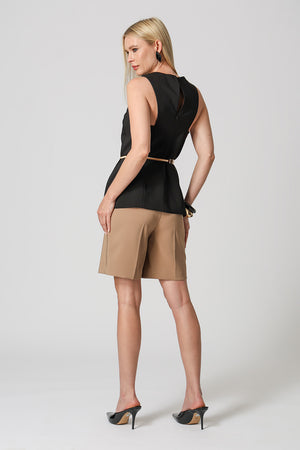 Blusa Túnica Alfaiataria Com Recortes - PRETO