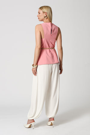 Blusa Túnica Alfaiataria Com Recortes - ROSA