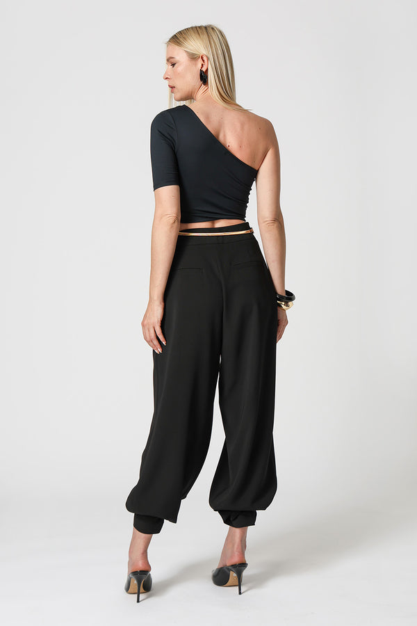 Blusa Ombro Único Vazado - PRETO