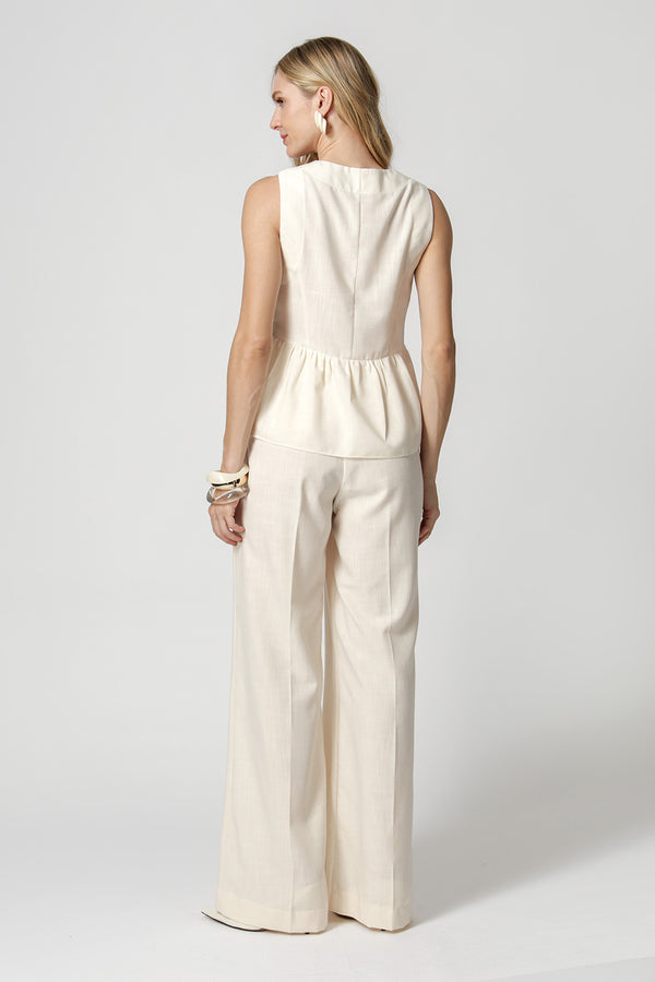 Calça Pantalona Poli Linho - CRU