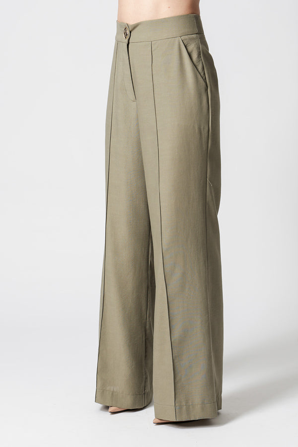 Calça Pantalona Poli Linho - MUSGO CLARO