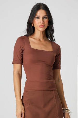 Blusa Decote Quadrado Malha Amni