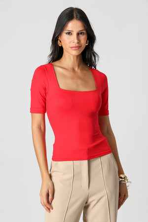 Blusa Decote Quadrado Malha Amni