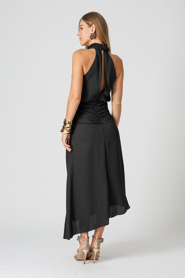 Vestido Degagê Assimétrico - PRETO