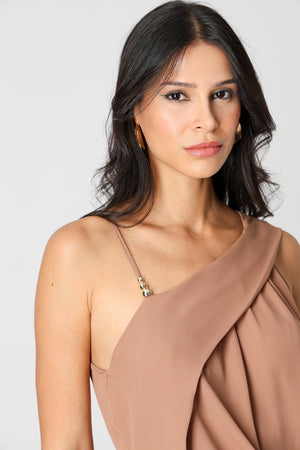 Blusa Assimétrica Com Pala - MARROM