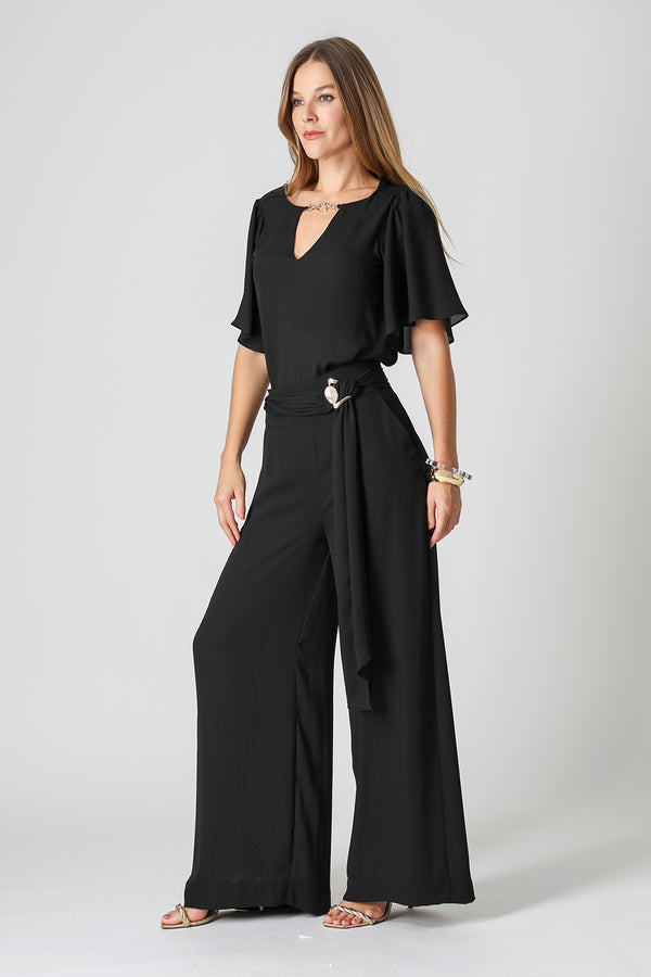 Blusa Manga Angel Com Acessório - PRETO