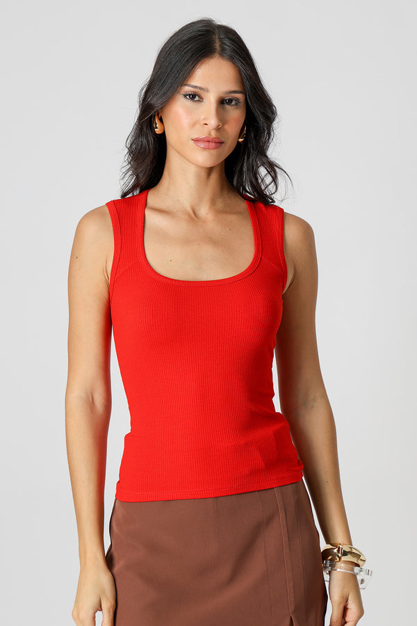 Regata Canelada Decote Quadrado