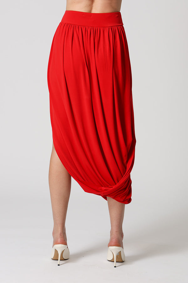 Saia Franzida Com Fenda Lateral - VERMELHO