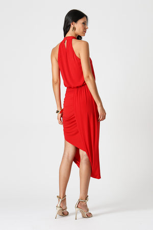 Vestido Midi Blusado Com Detalhe Torcido