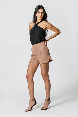 Blusa con cuello cruzado - NEGRO