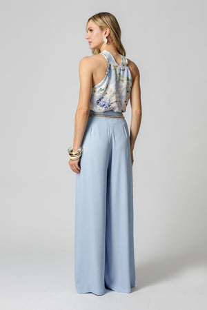 Blusa Com Torção Estampada - AZUL CLARO 1221