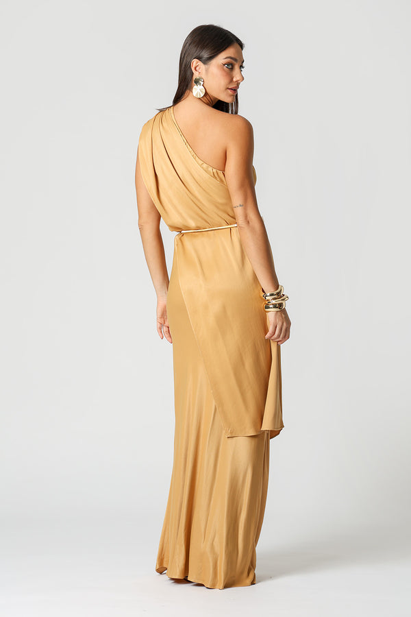 Vestido Cetim Ombro Único