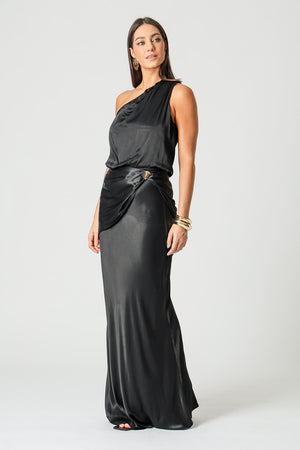 Vestido Cetim Ombro Único