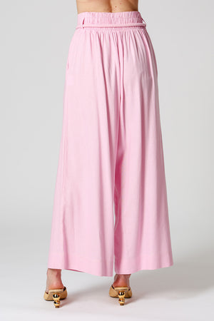 Calça Ampla Com Cinto De Cordão