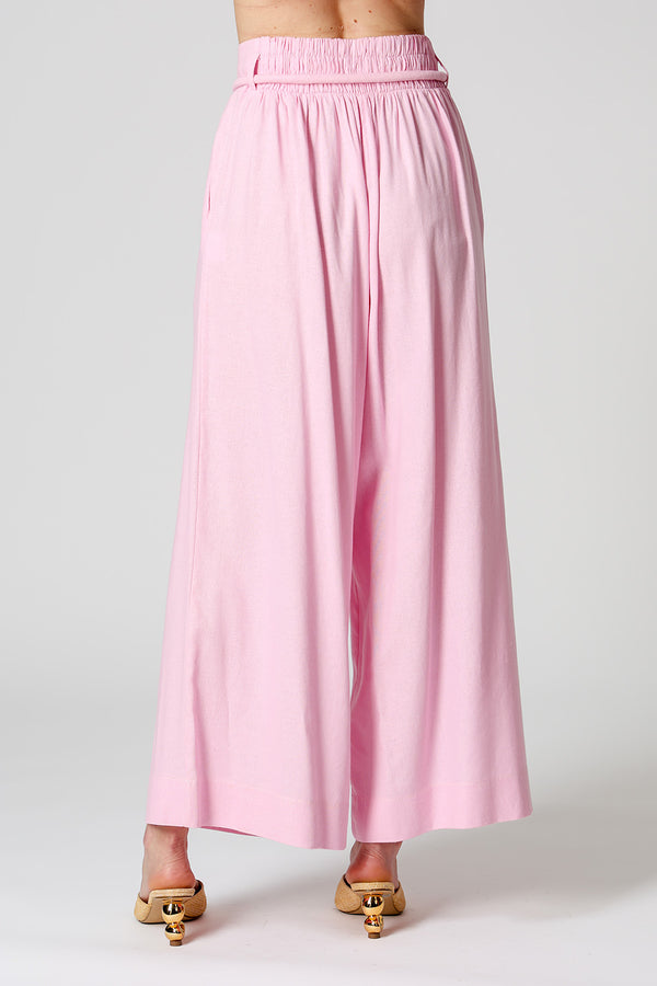 Calça Ampla Com Cinto De Cordão