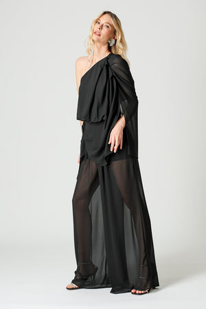 Blusa Ombro Único Com Manga Lenço