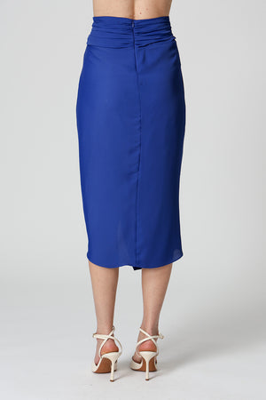 Saia Assimétrica Em Crepe Com Pregas