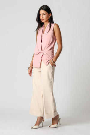 Blusa Peplum Transpassada com Top em Renda