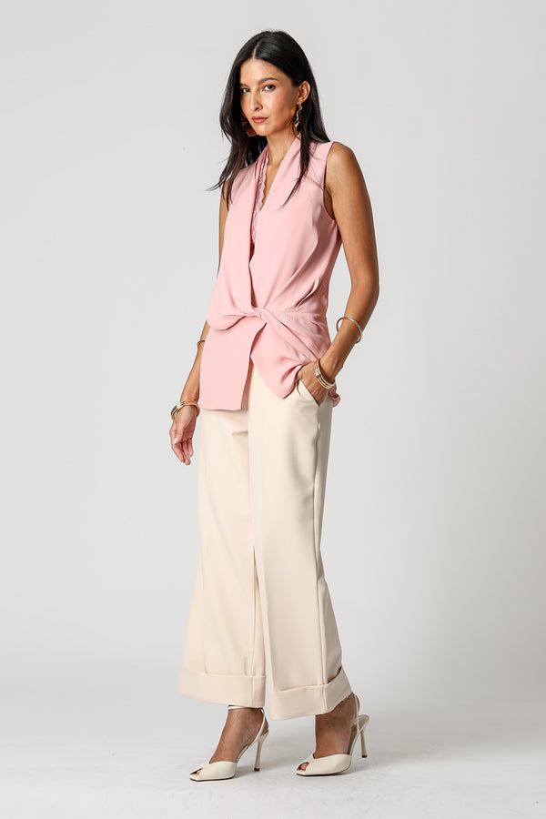 Blusa Peplum Transpassada com Top em Renda