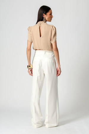 Blusa Balonê Crepe com Manga Tulipa