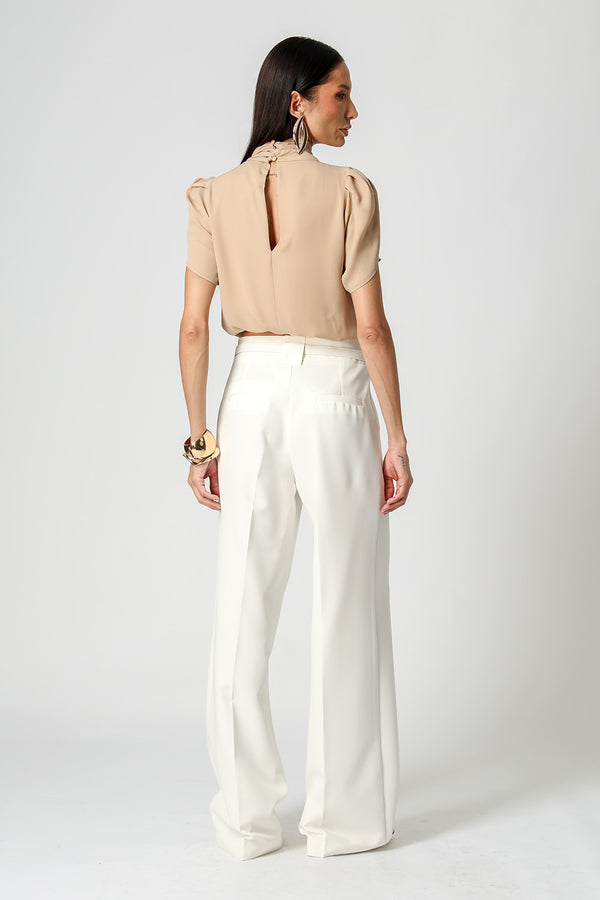 Blusa Balonê Crepe com Manga Tulipa