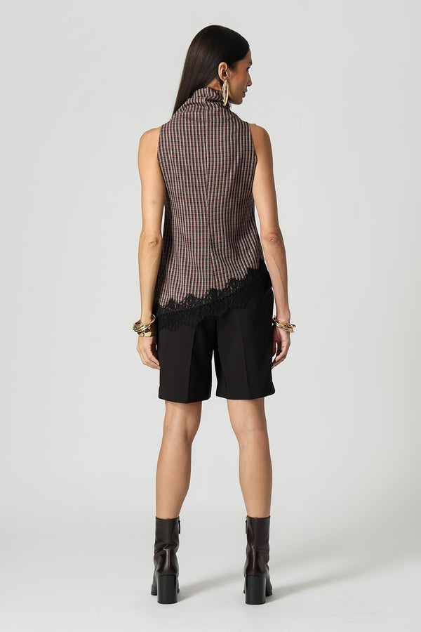 Blusa Xadrez Tartan Com Gola Degagê