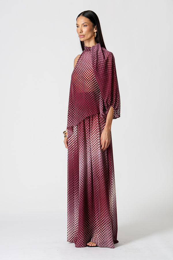 Blusa Ombro Único Em Chiffon Glass