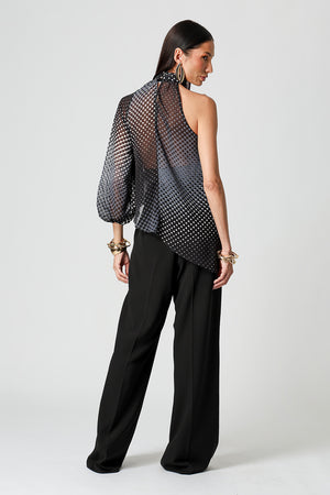 Blusa Ombro Único Em Chiffon Glass