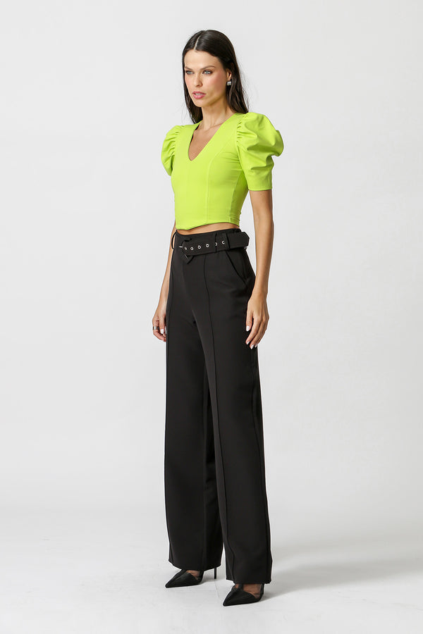 Blusa Corset Com Mangas Bufantes - FOLHA