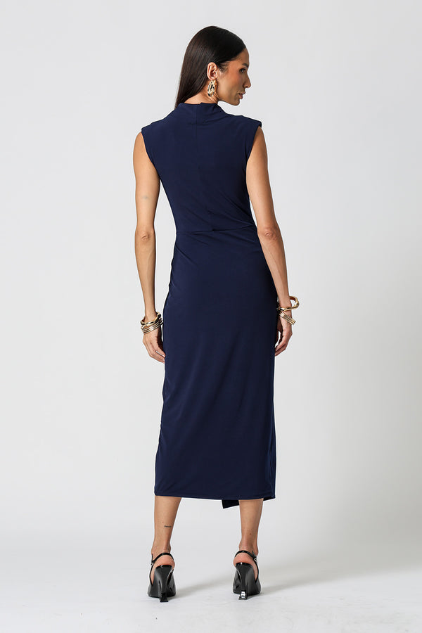 Vestido Transpassado Com Metal Dourado