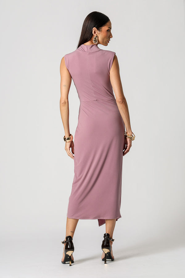 Vestido Transpassado Com Metal Dourado