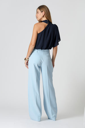 Blusa Ombro Único Com Manga Angel - MARINHO